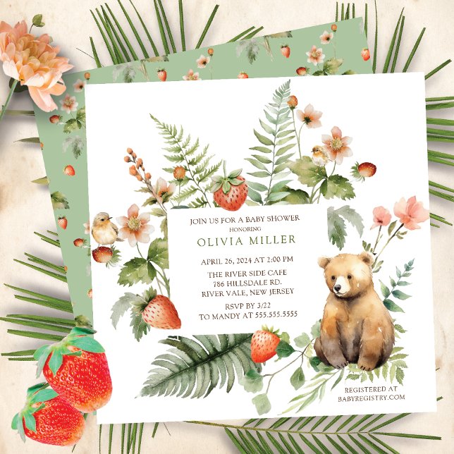 Invitation Le Baby shower de l'Ours de la nature (Créateur téléchargé)