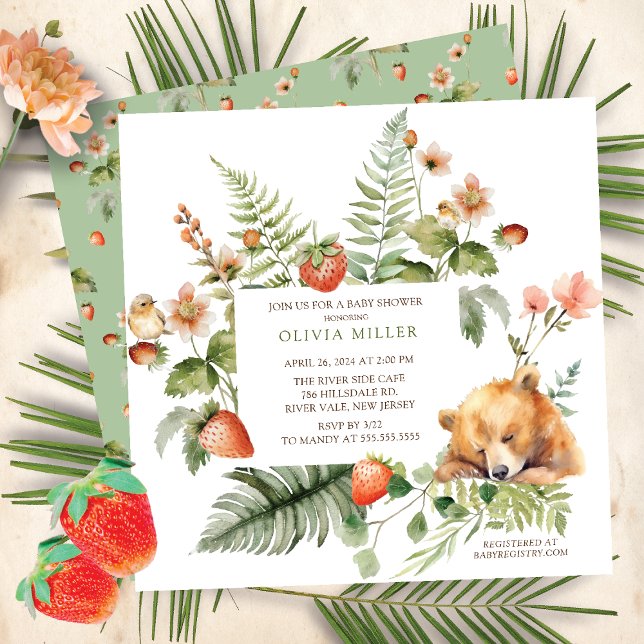 Invitation Le Baby shower de l'ours de la nature (Créateur téléchargé)