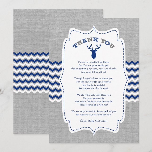 Invitation Le baby shower de mâle de marine vous remercient (Devant / Derrière)