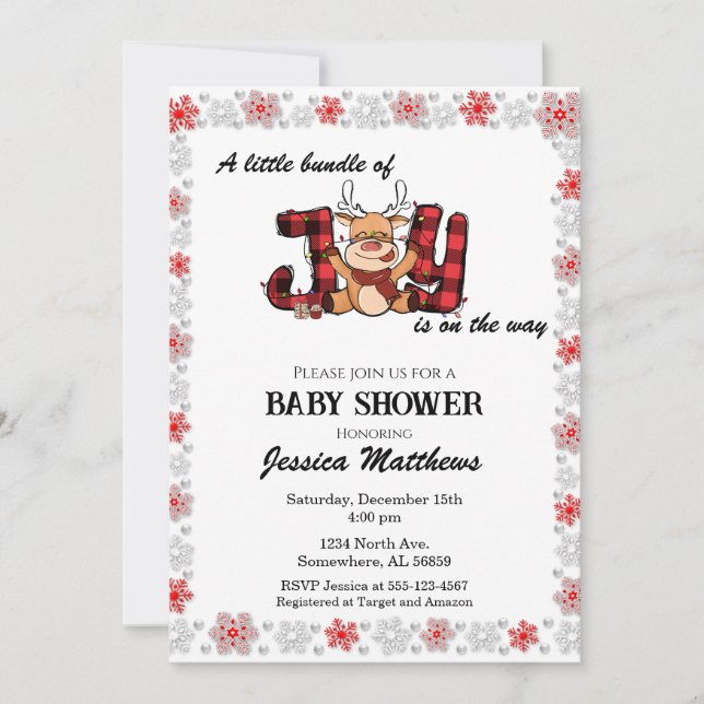 Invitation Le Baby shower de Noël de la joie (Devant)