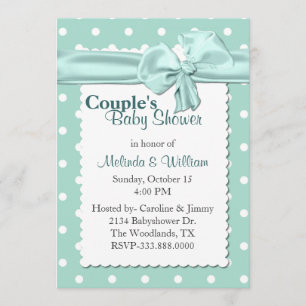 Invitation Le baby shower de polka du couple en bon état et