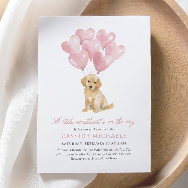Invitation Le Baby shower de Saint Valentin petit chien amour (Créateur téléchargé)