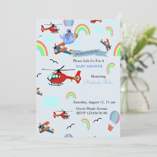 Invitation Le Baby shower des aéronefs (Debout devant)