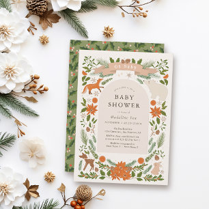 Invitation Le Baby shower des animaux de la forêt d'hiver