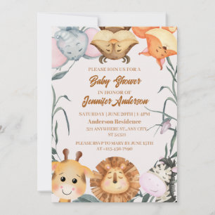 Invitation Le Baby shower des animaux des bois