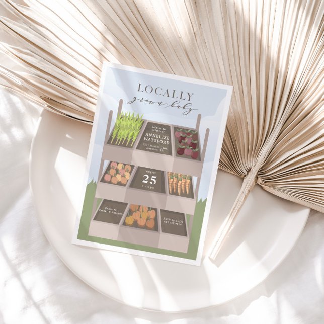 Invitation Le Baby shower des fermiers cultivés localement (100% Organic! Locally Grown Baby Physical Invitation Preview)