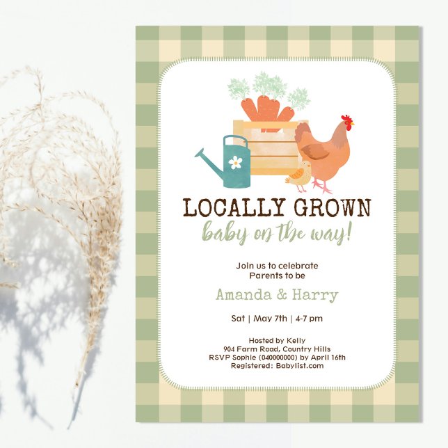 Invitation Le Baby shower des fermiers cultivés localement (Créateur téléchargé)