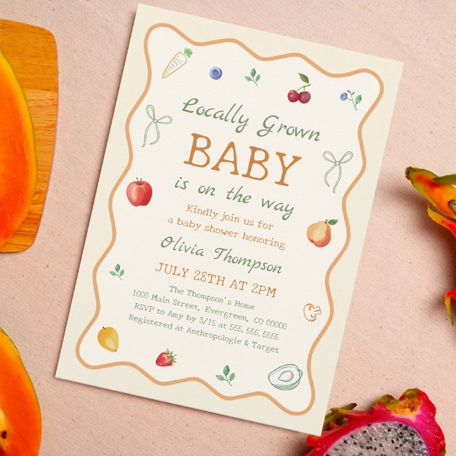 Invitation Le Baby shower des fermiers cultivés localement (Créateur téléchargé)