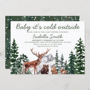 Invitation Le Baby shower d'hiver des animaux des bois