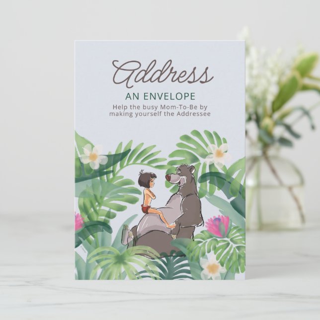 Invitation Le Baby shower Du Livre Jungle Adresse Une Envelop (Debout devant)