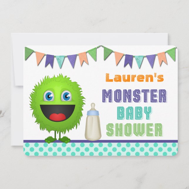 Invitation Le Baby shower du Monstre (Devant)