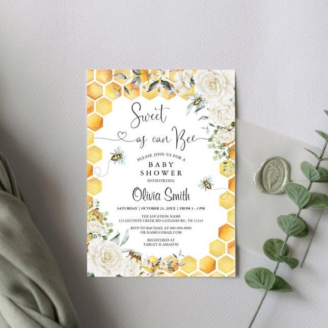 Invitation Le Baby shower Floral Blanc Peut Être Doux (Créateur téléchargé)