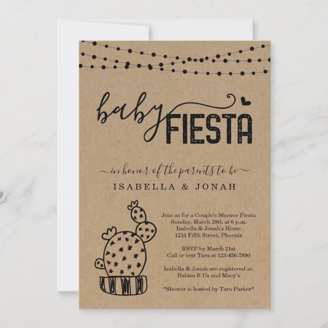 Invitation Le Baby shower neutre de genre du bébé Fiesta Coup (Devant)