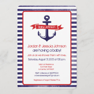 Invitation Le baby shower parti de l'Ancre