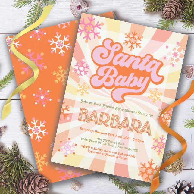 Invitation Le Baby shower Père Noël Super des années 60 de l' (Créateur téléchargé)