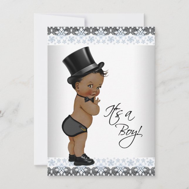 Invitation Le Baby shower pour petits garçons ethniques (Devant)