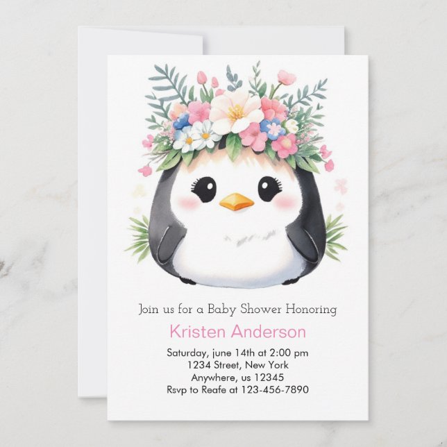 Invitation Le Baby shower rose de la fille des merveilles de  (Devant)