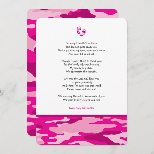Invitation Le Baby Shower Rose De Poeme De Fille De Camo Vous Zazzle Ca