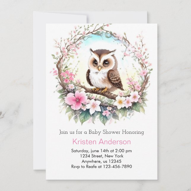 Invitation Le Baby shower rose des filles florales de la chou (Devant)