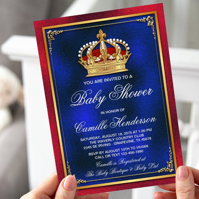 Invitation Le Baby shower Royal élégant (Créateur téléchargé)