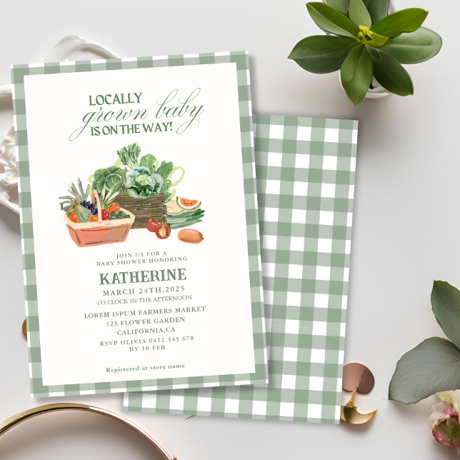 Invitation Le baby shower vert cultivé localement (Créateur téléchargé)