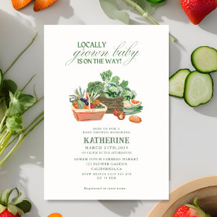 Invitation Le baby shower vert cultivé localement