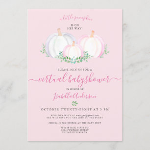 Invitation Le Baby shower virtuel de la petite fille Citrouil