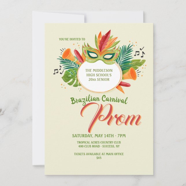 Invitation Le bal du carnaval brésilien (Devant)