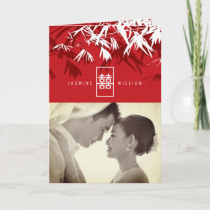Invitation Le bambou laisse à double bonheur le mariage