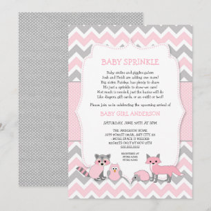 Invitation Le bébé animal de région boisée rose arrosent,