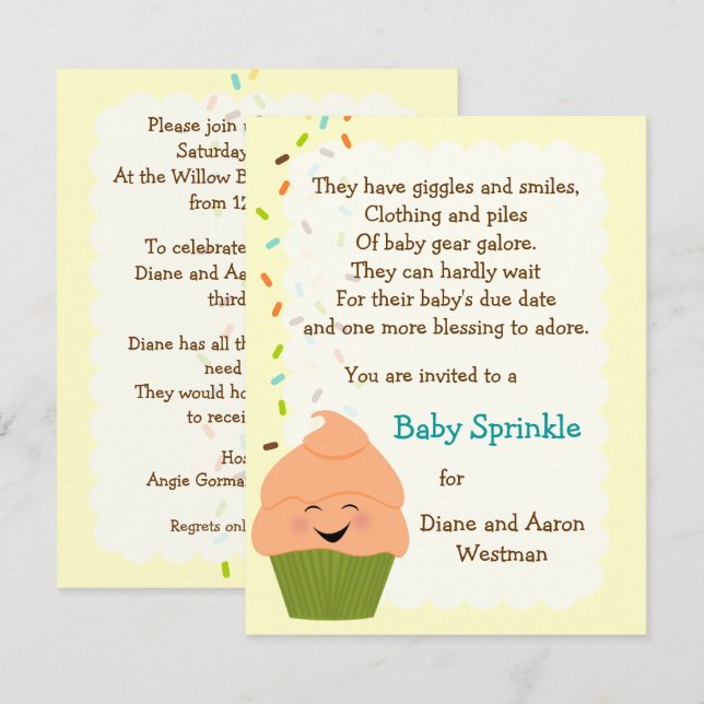 Invitation Le bébé arrosent l'invitation de neutre de genre (Devant / Derrière)