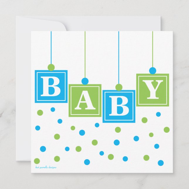 Invitation Le BÉBÉ bloque le baby shower de garçon de vert (Devant)