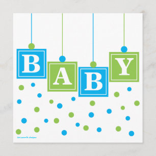 Invitation Le BÉBÉ bloque le baby shower de garçon de vert