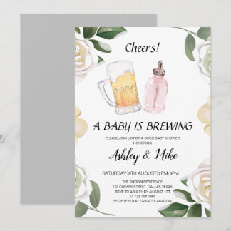 Invitation Le bébé brasse des bières et des coeurs Baby showe
