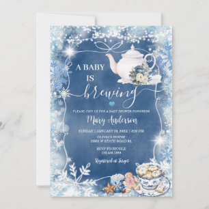 Invitation Le bébé brasse des flocons de neige Baby shower Te