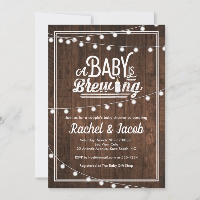 Invitation Le bébé brasse du Baby shower rustique (Devant)