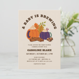 Invitation Le bébé brasse le café Citrouille Baby shower d'au