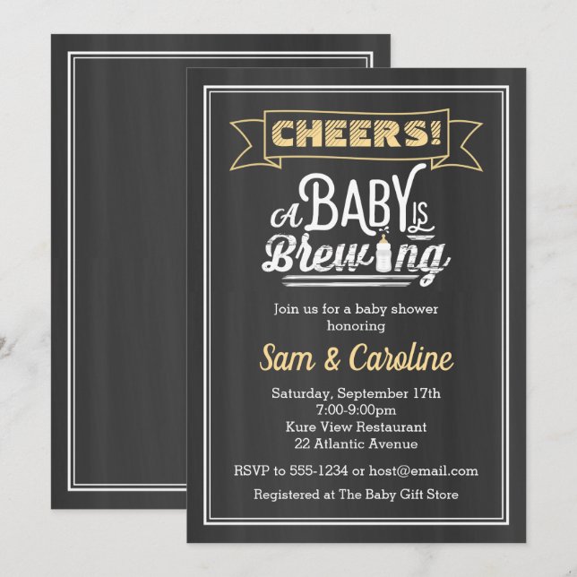 Invitation Le bébé brasse l'invitation du Baby shower du tabl (Devant / Derrière)