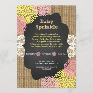 Invitation Le bébé chic rustique de fille arrosent/tableau de