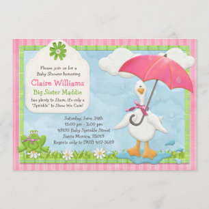 Invitation Le bébé de parapluie arrosent la fille