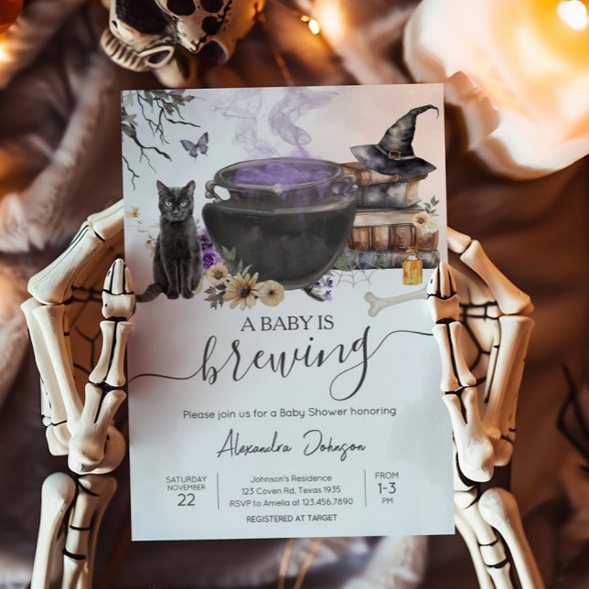 Invitation Le bébé d'Halloween brasse le Baby shower (Halloween A Baby is Brewing Baby Shower Invitation)