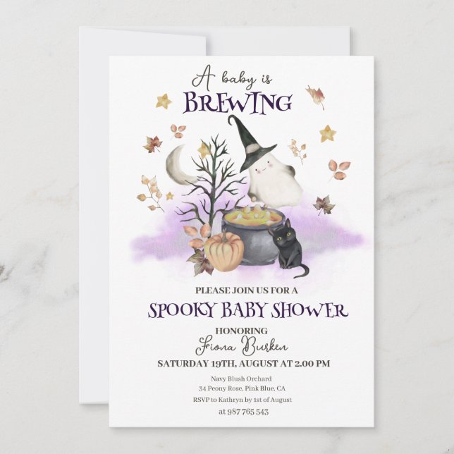 Invitation Le bébé d'Halloween brasse le Baby shower (Devant)