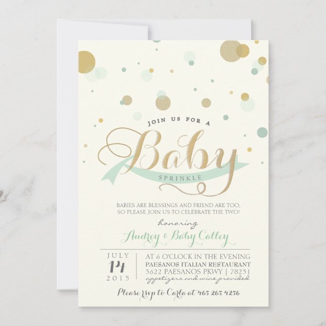 Invitation Le bébé en bon état moderne arrosent l'invitation (Devant)