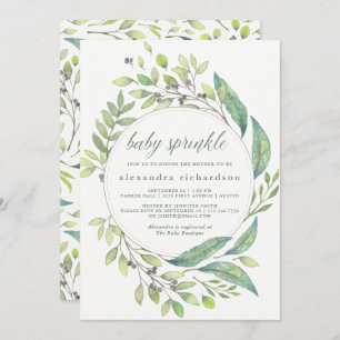Invitation Le bébé feuillu de guirlande d'aquarelle du vert  