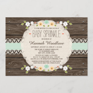 INVITATION LE BÉBÉ FLORAL RUSTIQUE EN BON ÉTAT DE BOHO