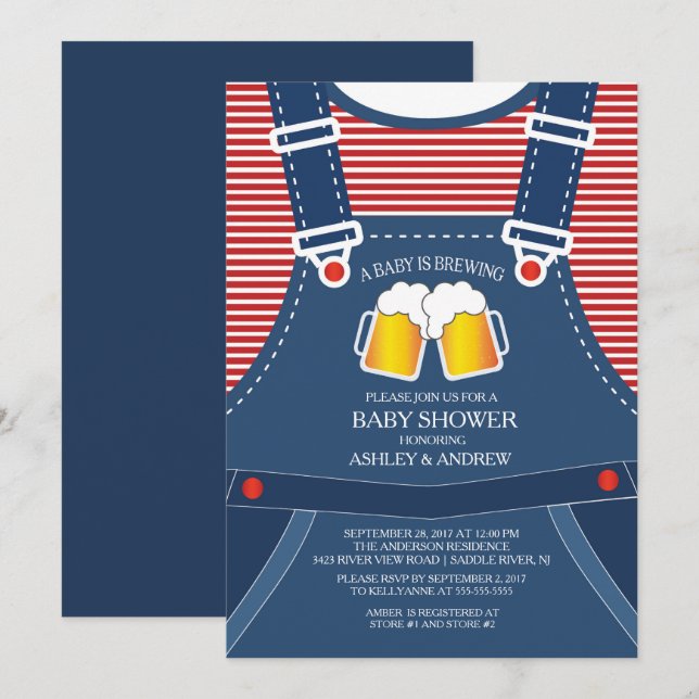 Invitation Le BÉBÉ MACULÉ BRASSE L'Invitation Baby shower (Devant / Derrière)