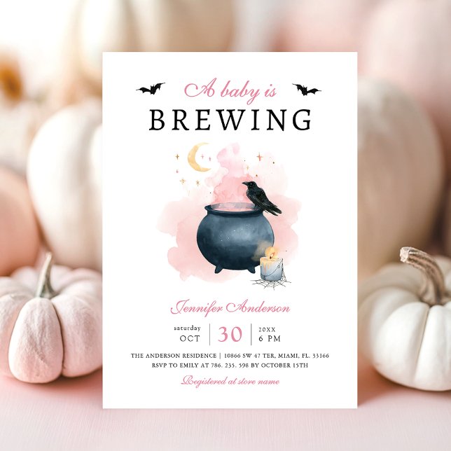 Invitation Le bébé rose brasse le Baby shower d'Halloween (Créateur téléchargé)