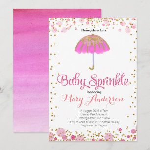 Invitation Le bébé ROSE de PARTIES SCINTILLANTES arrosent le