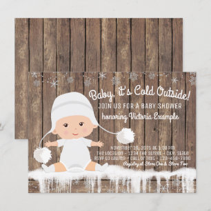 Invitation Le bébé rustique à fleur de neige, froid à l'extér