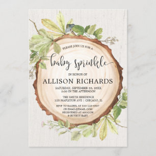 Invitation Le bébé rustique arrosent la région boisée de